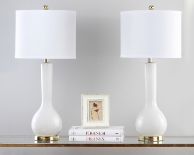 Luz Long Neck Ceramic Table Lamp (Set of 2), White, large