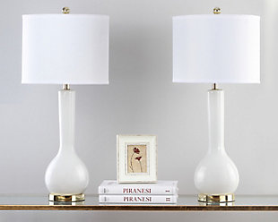 Luz Long Neck Ceramic Table Lamp (Set of 2), White, rollover