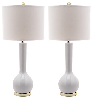 Luz Long Neck Ceramic Table Lamp (Set of 2), White, large