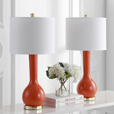 Luz Long Neck Ceramic Table Lamp (Set of 2), Orange, large
