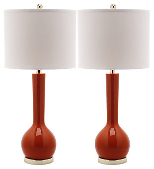Luz Long Neck Ceramic Table Lamp (Set of 2), Orange, large