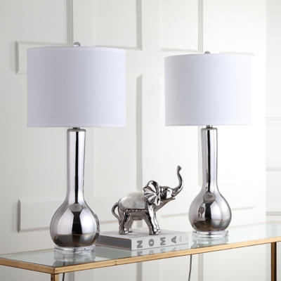 Luz Long Neck Ceramic Table Lamp (Set of 2), Silver, large