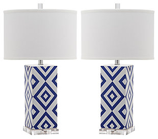 Diamond Patterned Table Lamp (Set of 2), Navy, large