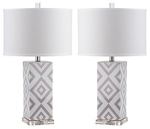 Diamond Patterned Table Lamp (Set of 2), Light Gray, large