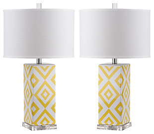 Diamond Patterned Table Lamp (Set of 2), Yellow, large