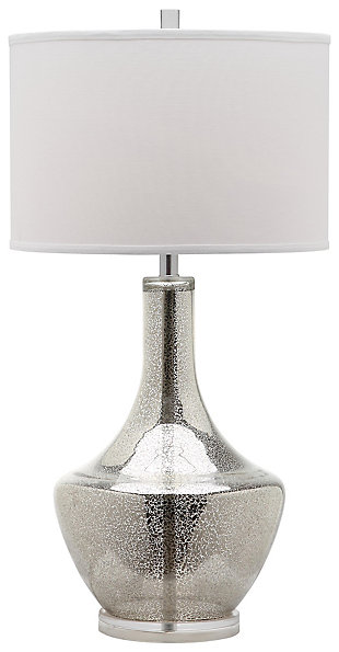Crackle Glass Urn Table Lamp, Ivory/Silver, large