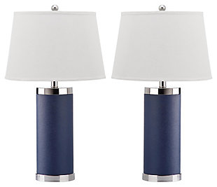 Faux Leather Table Lamp (Set of 2), Navy, large