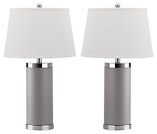 Faux Leather Table Lamp (Set of 2), Gray, large
