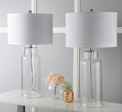 Cylinder Bottle Glass Table Lamp (Set of 2), Transparent, large