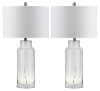 Cylinder Bottle Glass Table Lamp (Set of 2), Transparent, large