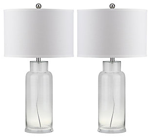 Cylinder Bottle Glass Table Lamp (Set of 2), Transparent, large