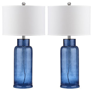 Cylinder Bottle Glass Table Lamp (Set of 2), Transparent Blue, large