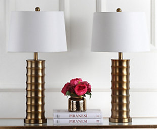 Cylinder Shaped Brass Table Lamp (Set of 2), , rollover