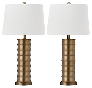 Cylinder Shaped Brass Table Lamp (Set of 2), , large