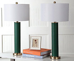 Faux Leather Table Lamp (Set of 2), Emerald, rollover