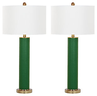Faux Leather Table Lamp (Set of 2), Emerald, large