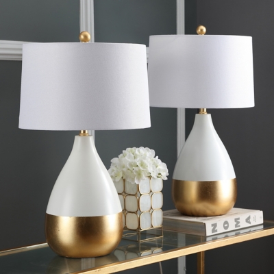 Metal Two Toned Table Lamp (Set of 2), Pearl/Gold Finish, large