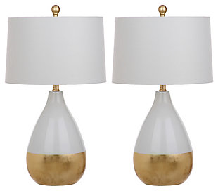 Metal Two Toned Table Lamp (Set of 2), Pearl/Gold Finish, large
