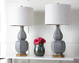 Textured Ceramic Table Lamp (Set of 2), , rollover