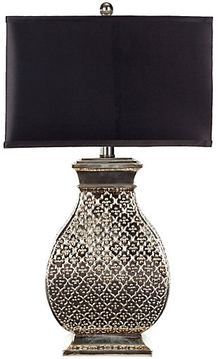 Silver Finished Scuplted Table Lamp, , rollover