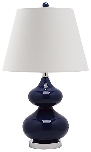 Double Gourd Glass Table Lamp, Navy, large