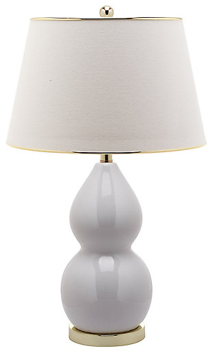 Double Gourd Ceramic Table Lamp, Light Gray, large