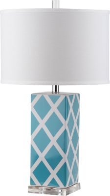 Lattice Patterned Table Lamp, Light Blue, large