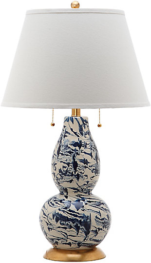 Glass Color Swirled Table Lamp, White/Navy, rollover