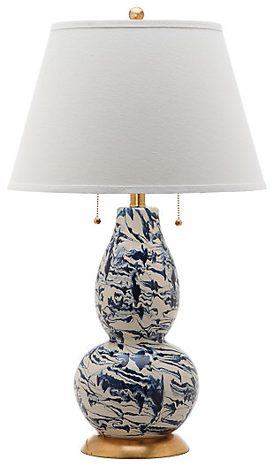 Glass Color Swirled Table Lamp, White/Navy, large
