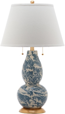 Glass Color Swirled Table Lamp, Light Blue/White, large