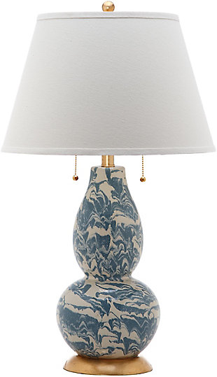 Glass Color Swirled Table Lamp, Light Blue/White, rollover