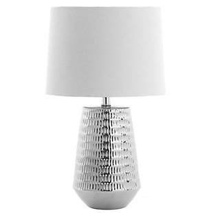 Ceramic Textured Table Lamp, Silver Finish, rollover