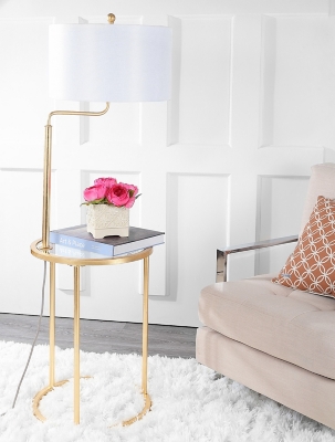 Gold Finished End Table Floor Lamp, , rollover
