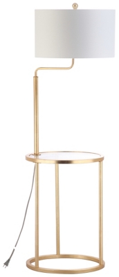 Gold Finished End Table Floor Lamp, , large