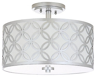 Patterned Design 15" Flush Mount Pendant Light, Silver Finish, large