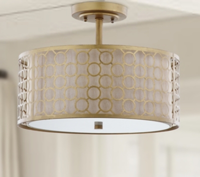 Geometric Patterned 16" Flush Mount Pendant Light, , rollover