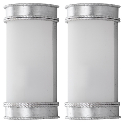 Silver Finish Art Deco 12" Wall Sconce (Set of 2), Silver Finish, large