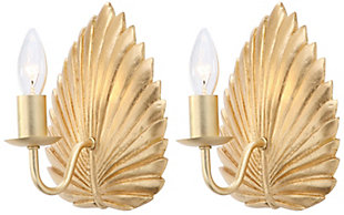 Gold Finish Leaf 8" Wall Sconce (Set of 2), , rollover