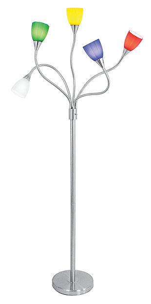 Contemporary Floor Lamp, Silver Finish/Multicolor, large