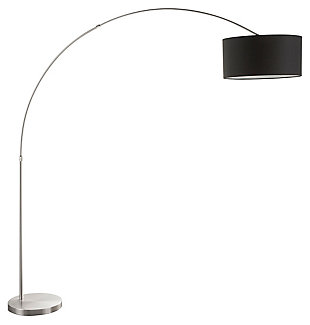 Contemporary Floor Lamp, Satin Nickel Finish/Black, large