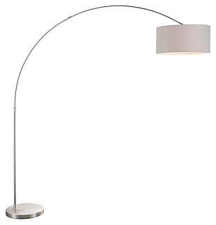 Contemporary Floor Lamp, Satin Nickel Finish/Gray, large