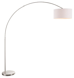 Contemporary Floor Lamp, Satin Nickel Finish/White, large