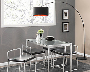 Contemporary Floor Lamp, Satin Nickel/Black/Copper, rollover