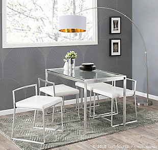 Contemporary Floor Lamp, Satin Nickel/ White/Gold, rollover