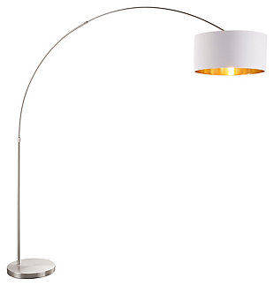 Contemporary Floor Lamp, Satin Nickel/ White/Gold, large