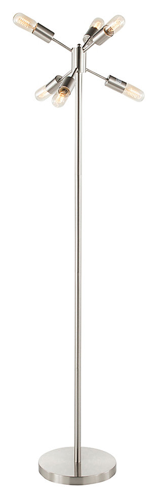 Contemporary Floor Lamp, Brushed Silver Finish, large
