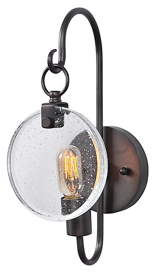 Oxidized Seeded Glass Wall Sconce, , rollover