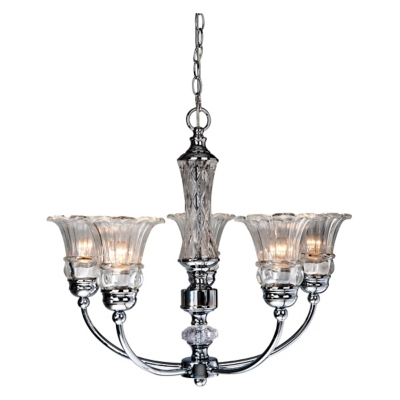 Home Accents Elegant Designs 5 Light Glass Ceiling Glacier Petal Chandelier, , large