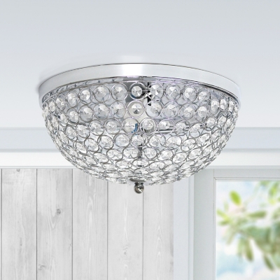 Home Accents Elegant Designs 2 Light Elipse Crystal Flushmount Ceiling Light, Chrome, large