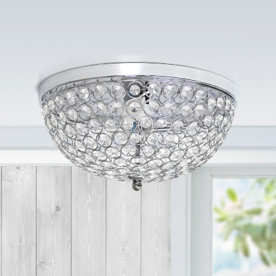 Home Accents Elegant Designs 2 Light Elipse Crystal Flushmount Ceiling Light, Chrome